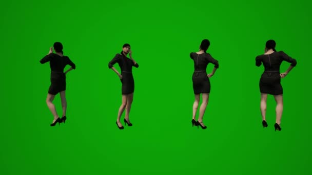 Kobieta Dziewczyna Zielony Ekran Chodzić Taniec Rozmawiać Sklep Mobile Praca — Wideo stockowe