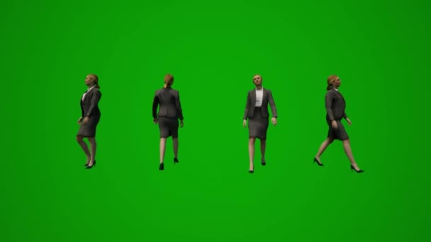アニメーションいくつかのヨーロッパの女性モデレータショッピングカートと旅行スーツケース付き3D緑の画面ショッピング — ストック動画