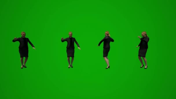 Несколько Европейских Женщин Модераторов Зеленый Экран Танцуют Студенческой Вечеринке — стоковое видео