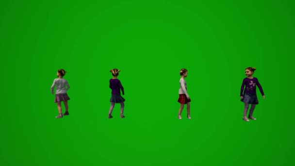可爱的女婴绿色荧幕在不同的模式下行走可爱的女婴绿色荧幕在不同的模式下行走 — 图库视频影像