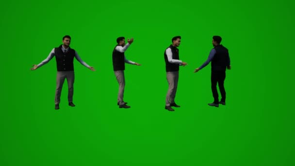 Estudante Animou Tela Verde Caminhando Dançando Conversando Com Celular Fazendo — Vídeo de Stock