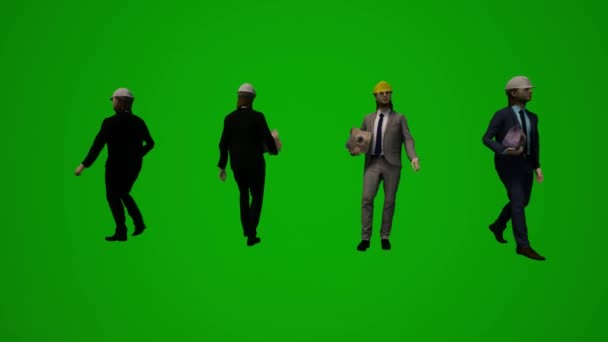 男性建設労働者3D緑の画面の作業 話して歩く建設プロジェクト — ストック動画
