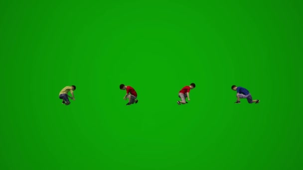 Çocuk Yeşil Ekran Oynuyor Koşuyor Düşünüyor Ayakta Duruyor Dans Ediyor — Stok video