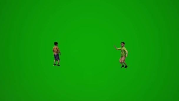 男孩的绿色屏幕 有几个不同的姿势 — 图库视频影像