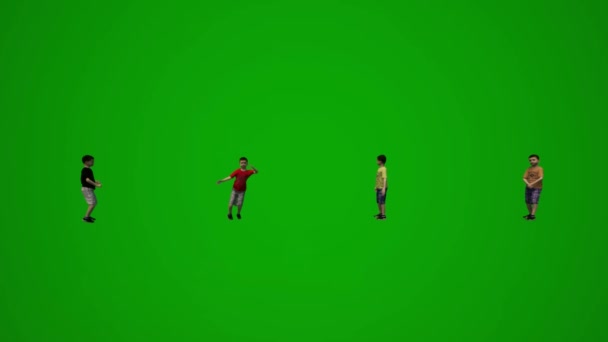 Мальчик Зеленый Экран Играет Работает Думая Стоя Танцуя Ходьба Сидя — стоковое видео