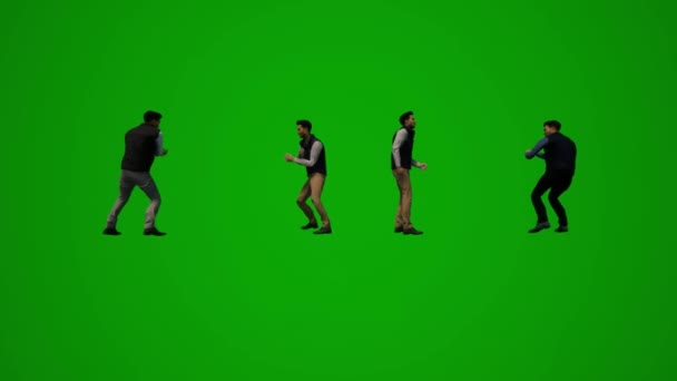 Student Boy Animated Green Screen Walking Dancing Talking Mobile Phone — Stock Video