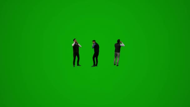 3D若い男性学生緑の画面電話を話して歩くといくつかの異なる移動角度を見て — ストック動画