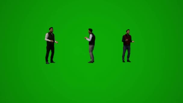 3D若い男性学生緑の画面歩くと 大学の周りにいくつかの異なる移動角度 — ストック動画