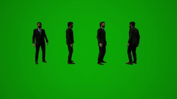 Маркетинг Людина Зелений Екран Розмовляє Пояснює Кілька Різних Рухомих Кутів — стокове відео