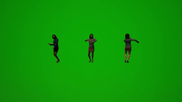 Afrikalı Kadın Yeşil Ekran Dansı Yapıyor Ofiste Eğleniyor Birkaç Farklı — Stok video