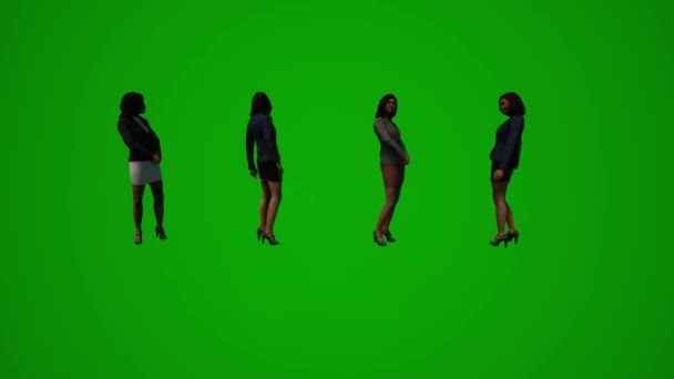 3D非洲女性绿色屏幕聊天和解说服务的几个不同的移动角度 — 图库视频影像