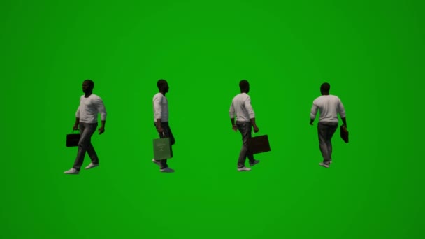 Boyutlu Siyah Amerikalı Adam Yeşil Ekran Alışverişi Yapıyor Bavullar Alışveriş — Stok video