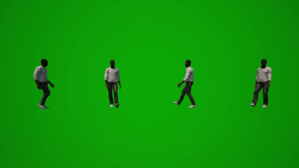 Black American Man Green Screen Sprechen Und Gehen Mehrere Verschiedene — Stockvideo
