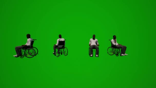 3D黒アメリカ人男性座って緑の画面読書本と再生ビデオゲームいくつかの異なる移動角度 — ストック動画