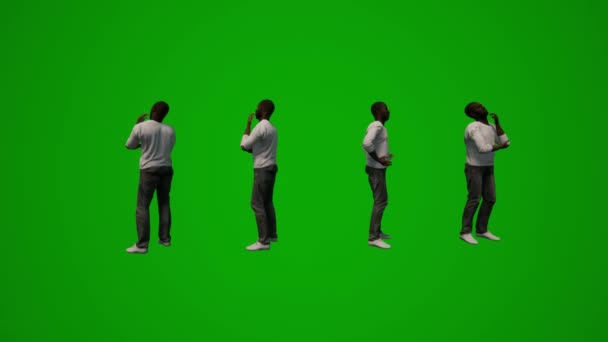 Noir Américain Homme Vert Écran Parler Marcher Plusieurs Angles Déplacement — Video