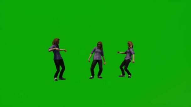 Зелений Екран Європейська Жінка Працівниця Танцює Весело Офіс Кілька Різних — стокове відео