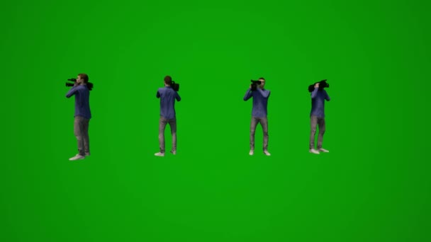 3D学生男孩绿色屏幕 会说话 会讲电话 会走几个不同的移动角度 — 图库视频影像