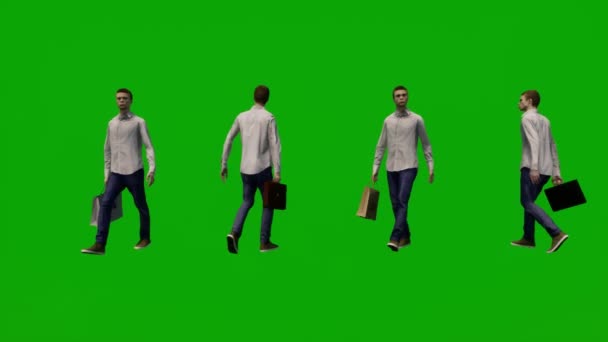 Fiatal Diák Fiú Zöld Képernyő Vásárlás Utazás Bevásárló Táskák Bőröndök — Stock videók
