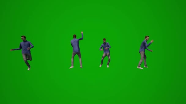 Young Student Boy Green Screen Celebrating End Year Dancing Several — Stock Video
