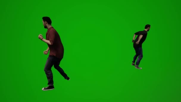 3D若い白人男性緑の画面は 年末を祝い いくつかの異なる移動角度を満足しています — ストック動画