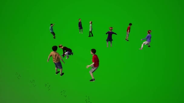 美国不同的年轻人一组 他们有绿色屏幕背景 会弹钢琴 会滑冰 — 图库视频影像