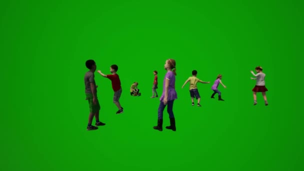 Группа Различных Молодых Американских Мужчин Женщин Зеленый Экран Фона Играть — стоковое видео