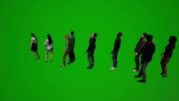 Skupina Různých Mladých Amerických Mužů Žen Zelené Obrazovce Pozadí Hrát — Stock video