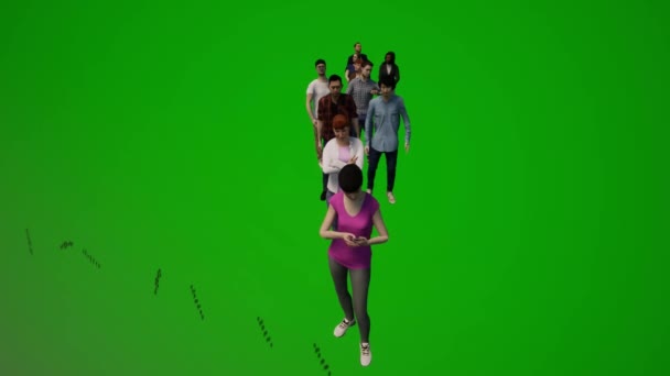 Grupp Olika Unga Amerikanska Män Och Kvinnor Grön Skärm Bakgrund — Stockvideo
