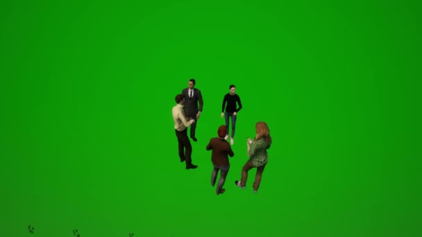Kilku Różnych Mężczyzn Kobiet Zielony Ekran Spacery Rozmowy Czeka Kawiarnię — Wideo stockowe
