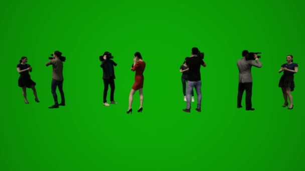 3D组团各种泰国和日本男人和女人的绿色屏幕背景购物和谈论街道色谱 — 图库视频影像