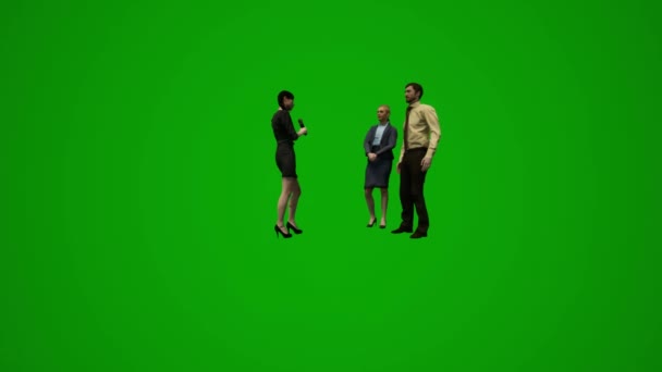 Несколько Различных Мужчин Женщин Зеленый Экран Ходить Говорить Ждать Кафе — стоковое видео