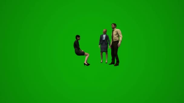 Несколько Различных Мужчин Женщин Зеленый Экран Ходить Говорить Ждать Кафе — стоковое видео