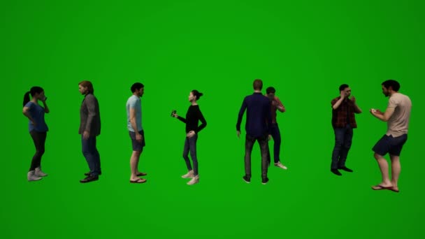 Group Different American Male Female Employees Green Screen Background Talking — Stock Video