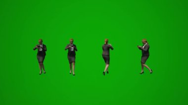 Öğrenci partisinde birkaç Avrupalı kadın moderatör 3D yeşil ekran dansı