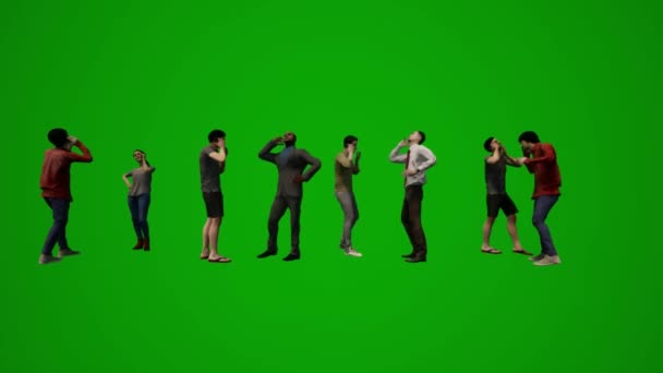 Группа Различных Американских Мужчин Женщин Сотрудников Зеленый Экран Фон Говорить — стоковое видео