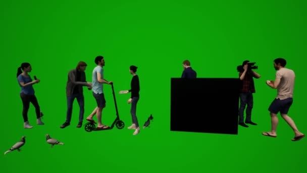Grup Farklı Genç Amerikalı Erkek Kadınlar Yeşil Ekran Arka Plan — Stok video