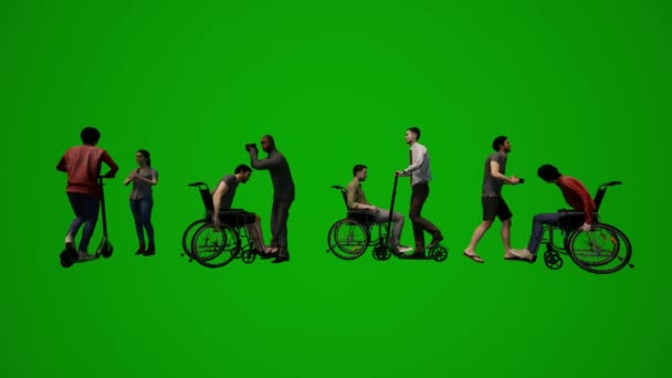 Gruppe Verschiedene Junge Amerikanische Männer Und Frauen Green Screen Hintergrund — Stockvideo