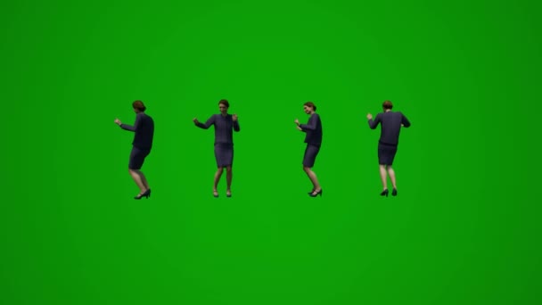 Kadın Çalışan Yeşil Ekran Dansı Arkadaşlarıyla Ofisi Kutluyor — Stok video
