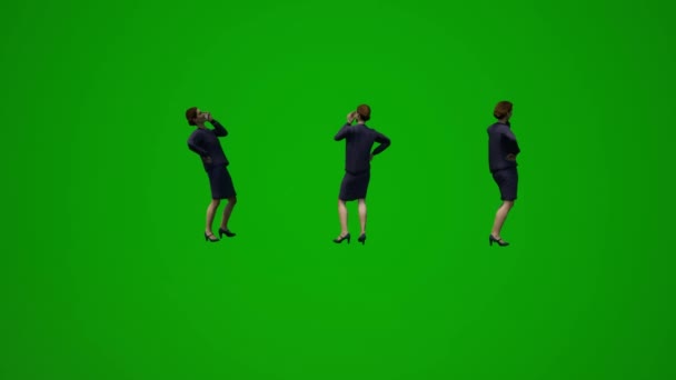 Mujer Empleada Pantalla Verde Llamando Oficina Trabajando Con Teléfono Móvil — Vídeos de Stock