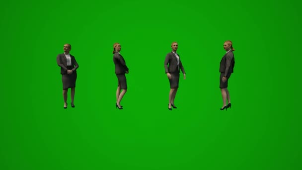 Animación Varias Moderadoras Europeas Pantalla Verde Hablando Caminando Trabajando Universidad — Vídeos de Stock