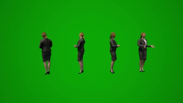 Κινούμενα Σχέδια Αρκετές Γυναίκες Ευρωπαίες Συντονίστριες Πράσινη Οθόνη Μιλάμε Και — Αρχείο Βίντεο