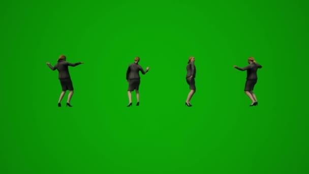 几位欧洲女性主持人在学生派对上跳3D绿屏舞 — 图库视频影像