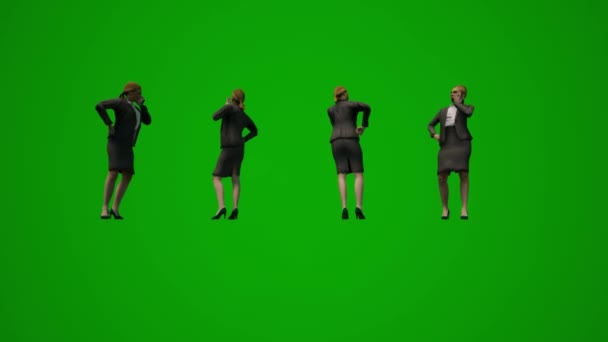 Animacja Kilku Europejskich Moderatorów Zielony Ekran Zakupy Koszykiem Podróżuje Walizką — Wideo stockowe