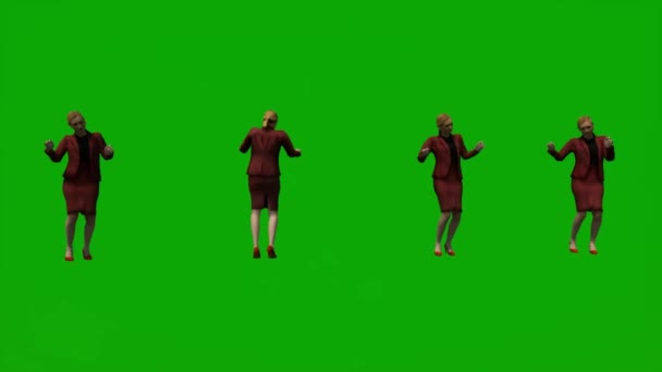 Animatie Verschillende Europese Vrouwelijke Moderators Groen Scherm Dansen Studentenfeest — Stockvideo