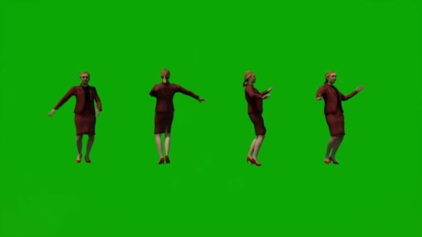 几位欧洲女性主持人在学生派对上跳3D绿屏舞 — 图库视频影像