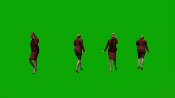 Анімація Кілька Європейських Жінок Модераторів Зелений Екран Танець Студентській Вечірці — стокове відео