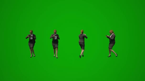 Animation Plusieurs Modératrices Européennes Écran Vert Dansant Fête Étudiante — Video