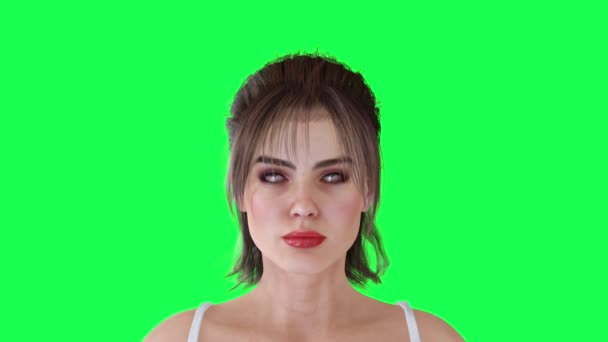 Různé Obličeje Obrázky Atraktivní Krásné Dívky Zelené Obrazovce Mluvení Sledování — Stock video