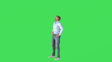 Yeşil ekrandaki 3D Kanadalı sporcu yüksek kaliteli izole edilmiş arka plan 4k egzersiz ve vücut kaslarını ısıtma