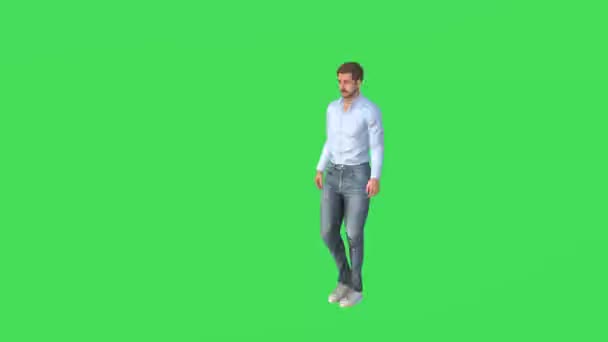 Танцовщик Мужчина Зеленом Экране Танцует Показывает Перемещает Высококачественный Изолированный Фон — стоковое видео